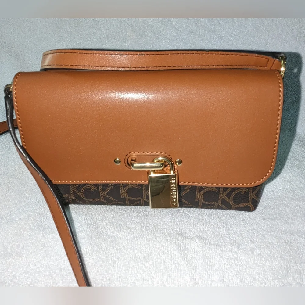 Calvin Klein brown signature Roxy crossbody bag.